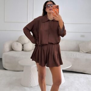 חליפת משי כפתורים גזרת אובר סייז