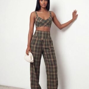 חליפה טופ משובץ