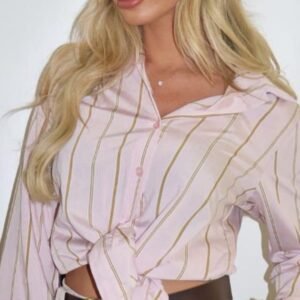 מכופתרת פסים כותנה